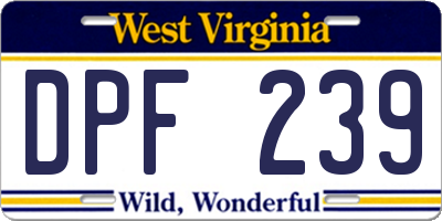 WV license plate DPF239