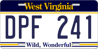 WV license plate DPF241