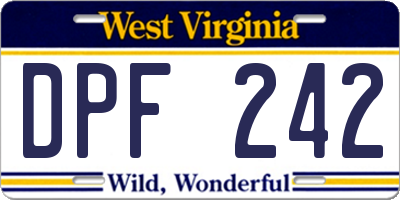 WV license plate DPF242