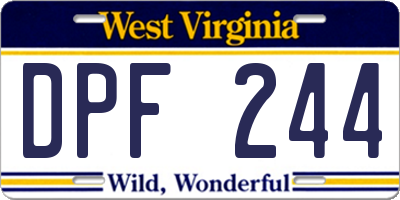 WV license plate DPF244