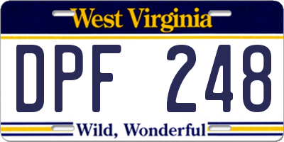 WV license plate DPF248