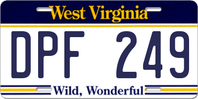 WV license plate DPF249