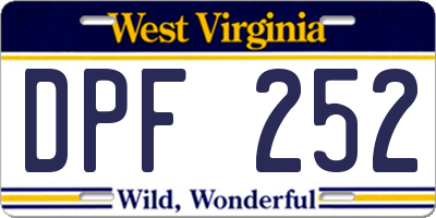 WV license plate DPF252