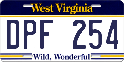 WV license plate DPF254