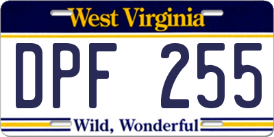 WV license plate DPF255