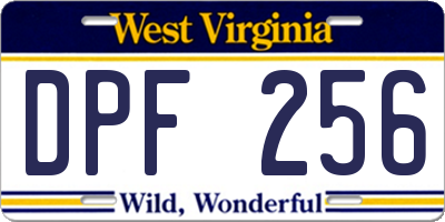WV license plate DPF256