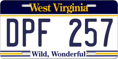 WV license plate DPF257