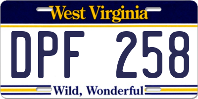 WV license plate DPF258