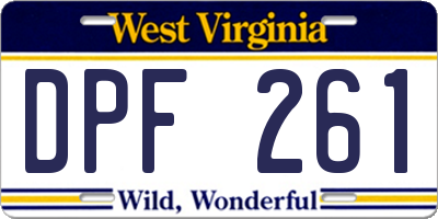WV license plate DPF261
