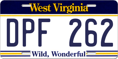 WV license plate DPF262