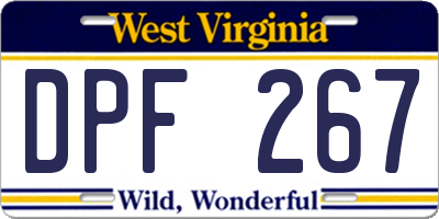 WV license plate DPF267