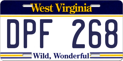 WV license plate DPF268