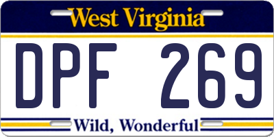 WV license plate DPF269