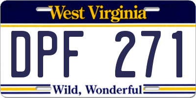 WV license plate DPF271