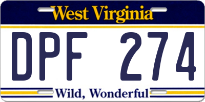 WV license plate DPF274