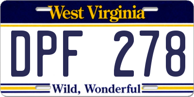 WV license plate DPF278