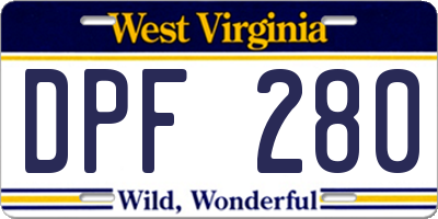 WV license plate DPF280