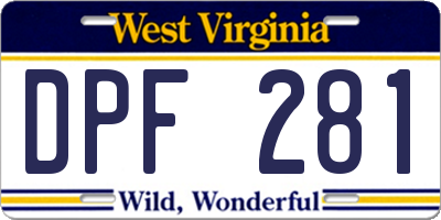 WV license plate DPF281