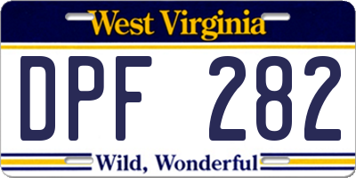 WV license plate DPF282