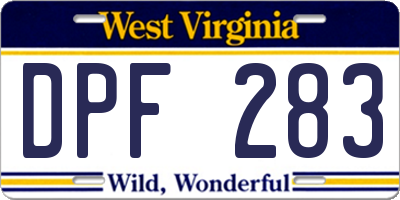 WV license plate DPF283