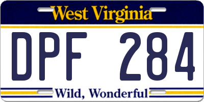 WV license plate DPF284