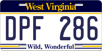 WV license plate DPF286