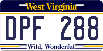 WV license plate DPF288