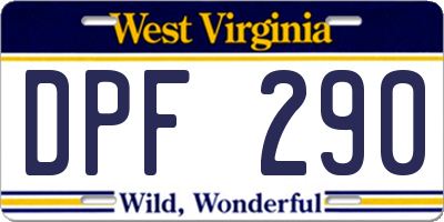 WV license plate DPF290