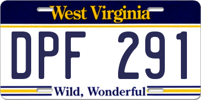 WV license plate DPF291