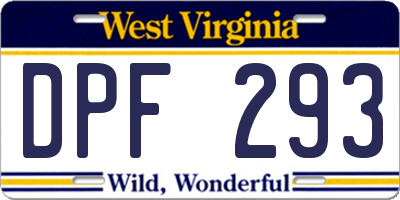 WV license plate DPF293