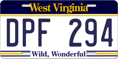 WV license plate DPF294