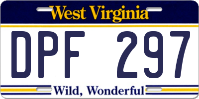 WV license plate DPF297