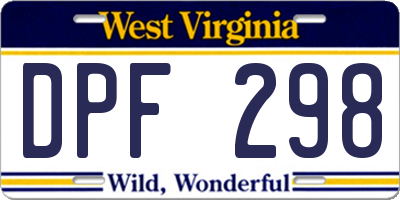 WV license plate DPF298