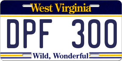 WV license plate DPF300