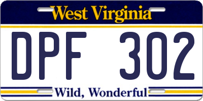 WV license plate DPF302