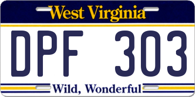 WV license plate DPF303