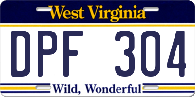 WV license plate DPF304