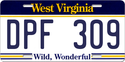 WV license plate DPF309