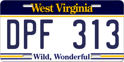 WV license plate DPF313