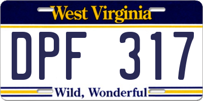 WV license plate DPF317