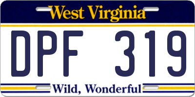 WV license plate DPF319