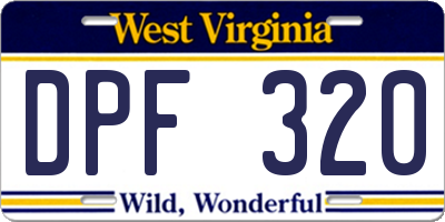 WV license plate DPF320