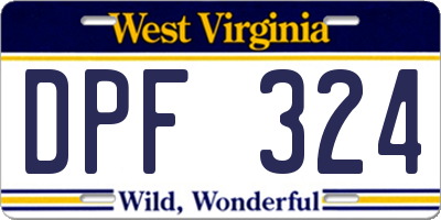 WV license plate DPF324