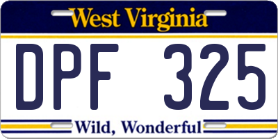 WV license plate DPF325