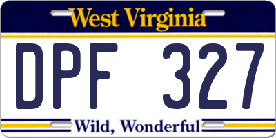 WV license plate DPF327