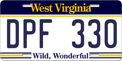WV license plate DPF330