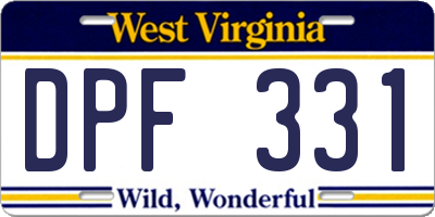 WV license plate DPF331