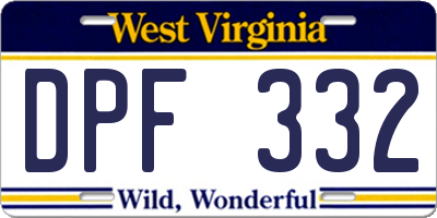 WV license plate DPF332