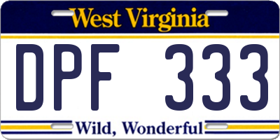 WV license plate DPF333