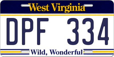 WV license plate DPF334